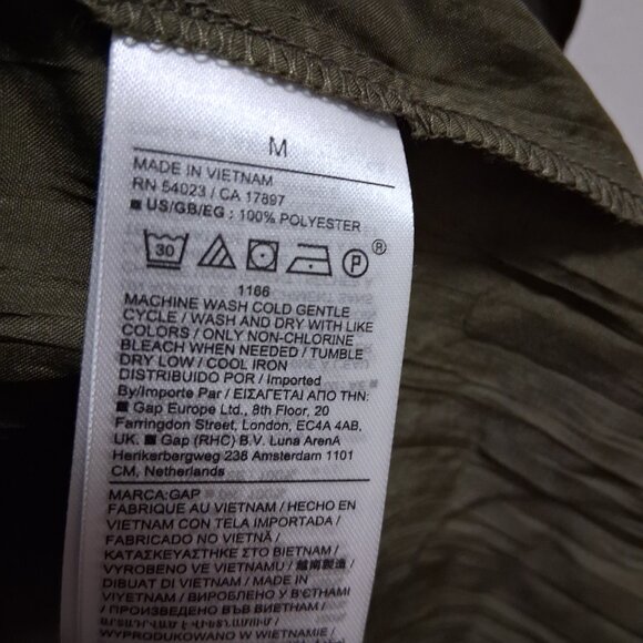 GAP NWT High Neck Ruffle Crinkle Blouse Tank Olive Green Medium - Picture 6 of 9